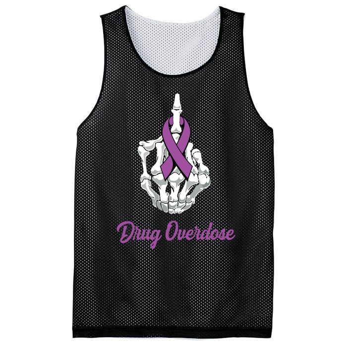 Fuck Drug Overdose Skeleton Hand Purple Ribbon Warrior Mesh Reversible Basketball Jersey Tank