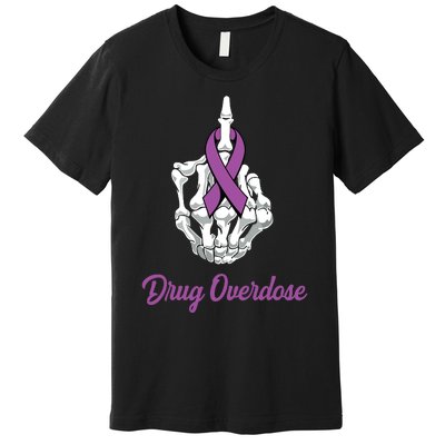 Fuck Drug Overdose Skeleton Hand Purple Ribbon Warrior Premium T-Shirt