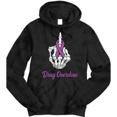 Fuck Drug Overdose Skeleton Hand Purple Ribbon Warrior Tie Dye Hoodie