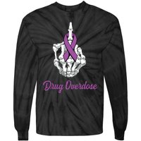 Fuck Drug Overdose Skeleton Hand Purple Ribbon Warrior Tie-Dye Long Sleeve Shirt