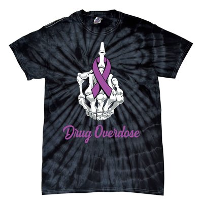 Fuck Drug Overdose Skeleton Hand Purple Ribbon Warrior Tie-Dye T-Shirt