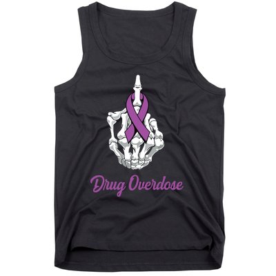 Fuck Drug Overdose Skeleton Hand Purple Ribbon Warrior Tank Top