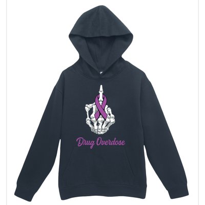 Fuck Drug Overdose Skeleton Hand Purple Ribbon Warrior Urban Pullover Hoodie