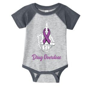 Fuck Drug Overdose Skeleton Hand Purple Ribbon Warrior Infant Baby Jersey Bodysuit