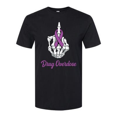 Fuck Drug Overdose Skeleton Hand Purple Ribbon Warrior Softstyle CVC T-Shirt