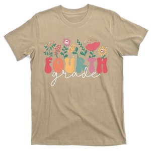 First Day Of 4th Grade Back To School Groovy Flower T-Shirt