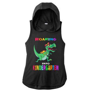 First Day Of Kindergarten Cool Gift Roaring Into Kindergarten Great Gift Ladies PosiCharge Tri-Blend Wicking Draft Hoodie Tank