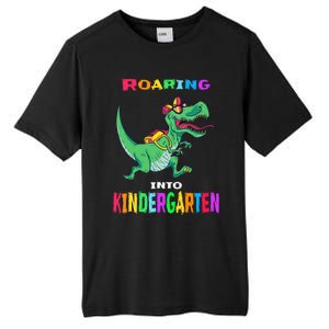 First Day Of Kindergarten Cool Gift Roaring Into Kindergarten Great Gift Tall Fusion ChromaSoft Performance T-Shirt