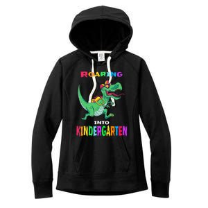 First Day Of Kindergarten Cool Gift Roaring Into Kindergarten Great Gift Women's Fleece Hoodie