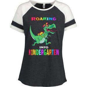 First Day Of Kindergarten Cool Gift Roaring Into Kindergarten Great Gift Enza Ladies Jersey Colorblock Tee