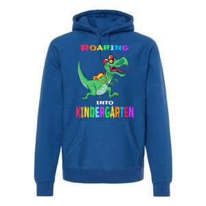 First Day Of Kindergarten Cool Gift Roaring Into Kindergarten Great Gift Premium Hoodie