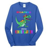 First Day Of Kindergarten Cool Gift Roaring Into Kindergarten Great Gift Tall Long Sleeve T-Shirt