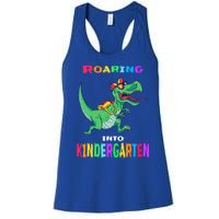 First Day Of Kindergarten Cool Gift Roaring Into Kindergarten Great Gift Women's Racerback Tank