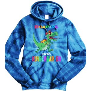 First Day Of Kindergarten Cool Gift Roaring Into Kindergarten Great Gift Tie Dye Hoodie