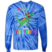 First Day Of Kindergarten Cool Gift Roaring Into Kindergarten Great Gift Tie-Dye Long Sleeve Shirt