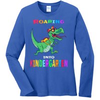 First Day Of Kindergarten Cool Gift Roaring Into Kindergarten Great Gift Ladies Long Sleeve Shirt