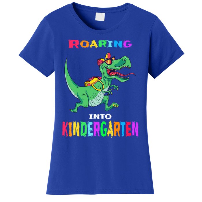 First Day Of Kindergarten Cool Gift Roaring Into Kindergarten Great Gift Women's T-Shirt