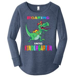 First Day Of Kindergarten Cool Gift Roaring Into Kindergarten Great Gift Women's Perfect Tri Tunic Long Sleeve Shirt