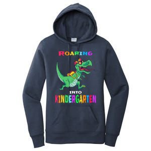 First Day Of Kindergarten Cool Gift Roaring Into Kindergarten Great Gift Women's Pullover Hoodie