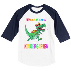 First Day Of Kindergarten Cool Gift Roaring Into Kindergarten Great Gift Baseball Sleeve Shirt