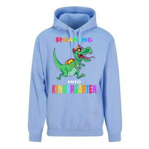 First Day Of Kindergarten Cool Gift Roaring Into Kindergarten Great Gift Unisex Surf Hoodie