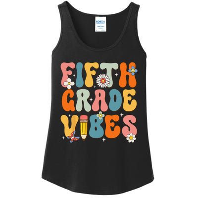 First Day Of School Fifth Grade Vibes Back To School Ladies Essential Tank