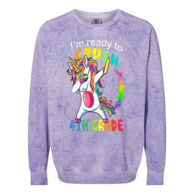 First Day Of School First Day Of Fourth Grade Unicorn Gift Cool Gift Colorblast Crewneck Sweatshirt