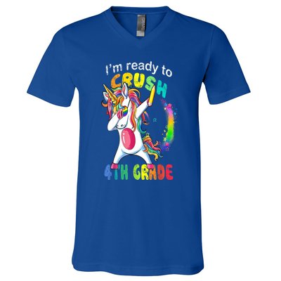 First Day Of School First Day Of Fourth Grade Unicorn Gift Cool Gift V-Neck T-Shirt