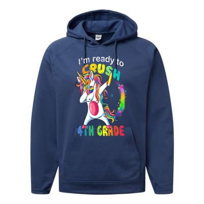 First Day Of School First Day Of Fourth Grade Unicorn Gift Cool Gift Performance Fleece Hoodie