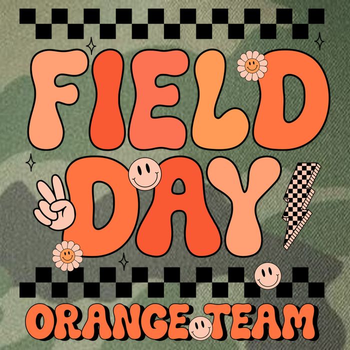 Field Day Orange Team Groovy Smile Face Checkered Students Legacy Tie Dye Trucker Hat