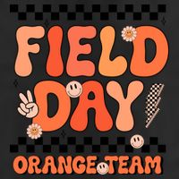 Field Day Orange Team Groovy Smile Face Checkered Students Garment-Dyed Fleece Hoodie