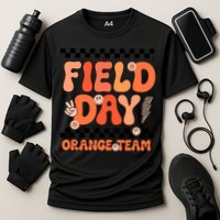 Field Day Orange Team Groovy Smile Face Checkered Students Performance Shirt