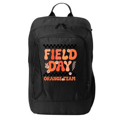 Field Day Orange Team Groovy Smile Face Checkered Students City Backpack