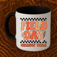Field Day Orange Team Groovy Smile Face Checkered Students Mug
