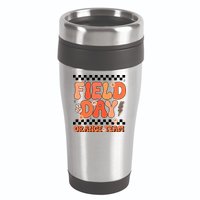 Field Day Orange Team Groovy Smile Face Checkered Students 16oz Travel Tumbler
