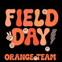 Field Day Orange Team Groovy Smile Face Checkered Students Toddler Fine Jersey T-Shirt