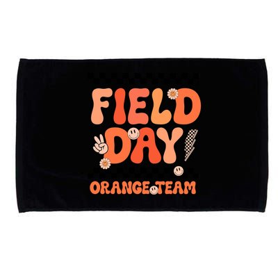 Field Day Orange Team Groovy Smile Face Checkered Students Microfiber Hand Towel