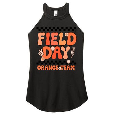Field Day Orange Team Groovy Smile Face Checkered Students Women's Perfect Tri Rocker Tank