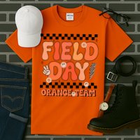 Field Day Orange Team Groovy Smile Face Checkered Students Tall T-Shirt
