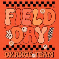 Field Day Orange Team Groovy Smile Face Checkered Students Tall T-Shirt