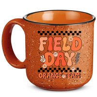 Field Day Orange Team Groovy Smile Face Checkered Students 15oz Campfire Ceramic Mug