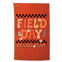Field Day Orange Team Groovy Smile Face Checkered Students Golf Towel