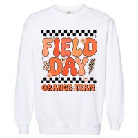 Field Day Orange Team Groovy Smile Face Checkered Students Garment-Dyed Sweatshirt