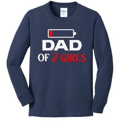 Funny Dad Of 2 Best Cool Father Day Gift For Dad Kids Long Sleeve Shirt