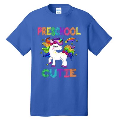 First Day Of School Preschool Cutie Unicorn Funny Gift Funny Gift Tall T-Shirt