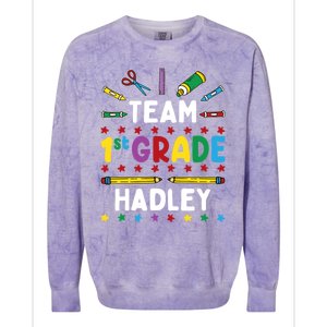 First Day Of School Team 1St Grade Hadley Name Group Gift Colorblast Crewneck Sweatshirt