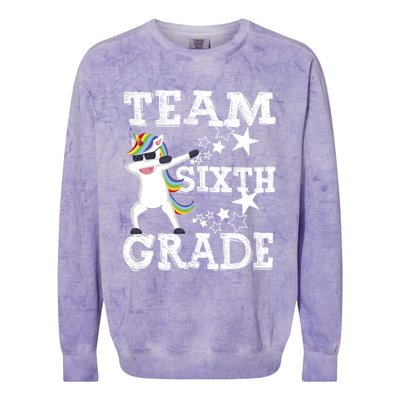 First Day Of School Team Sixth Grade Squad Star Unicorn Funny Gift Colorblast Crewneck Sweatshirt