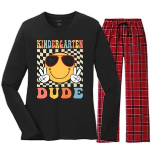 First Day Of School Kindergarten Dude Back To School Women's Long Sleeve Flannel Pajama Set 