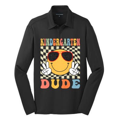 First Day Of School Kindergarten Dude Back To School Silk Touch Performance Long Sleeve Polo