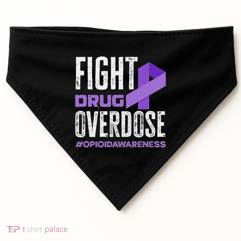 Fight Drug Overdose Pruple Ribbon Opioid Overdose Awareness USA-Made Doggie Bandana
